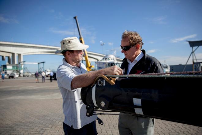 Peter Harburg (right) while work is being done © Andrew Gough